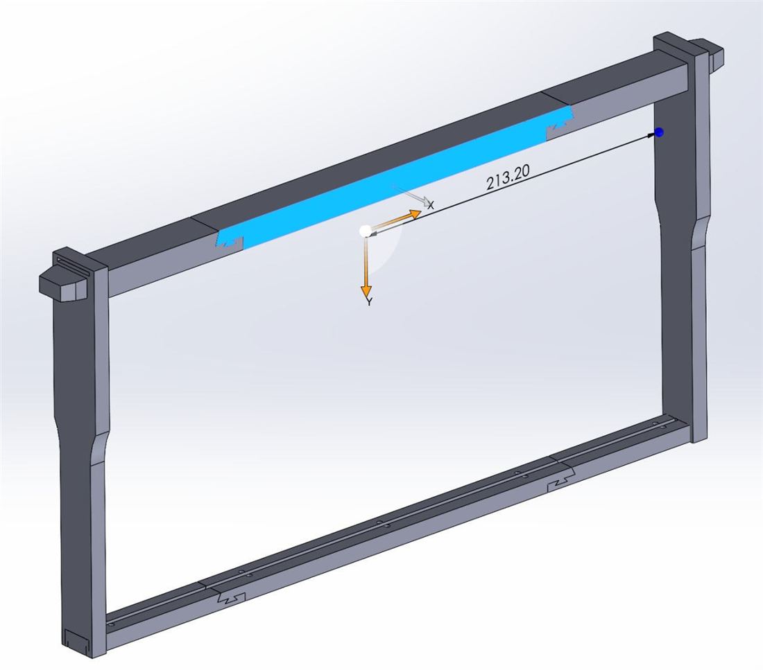 Dimensioned SolidWorks assembly frame ready for manufacturing
