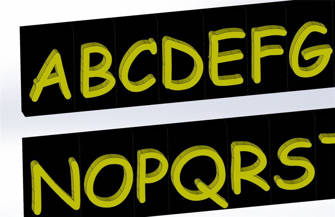 Custom 3D alphabet letters CAD model