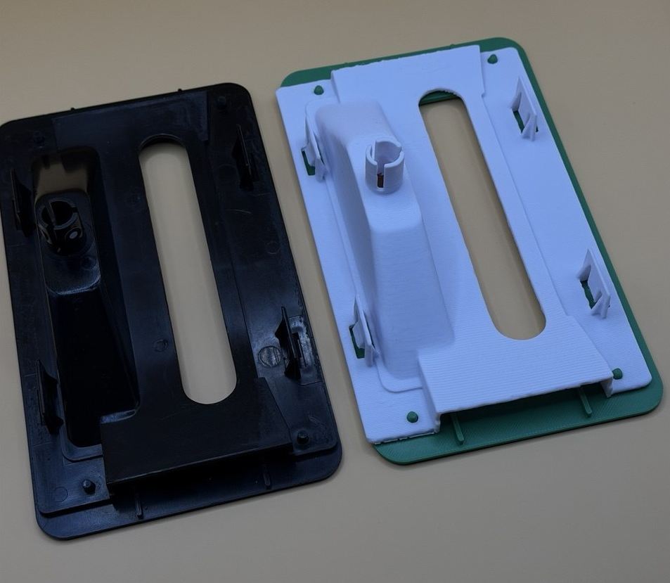 Original part and 3D printed replacement side by side