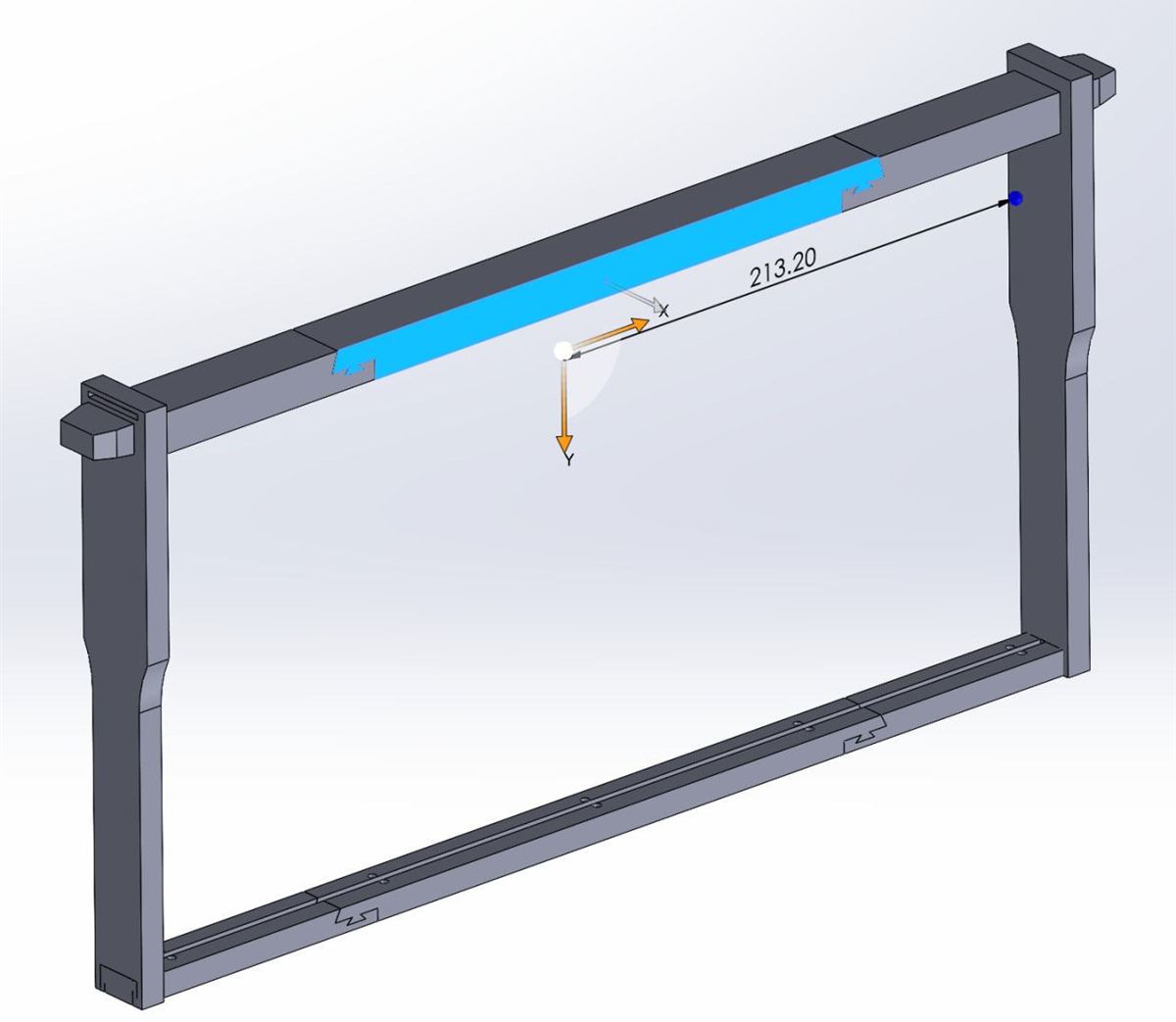 Dimensioned CAD frame prepared for manufacturing