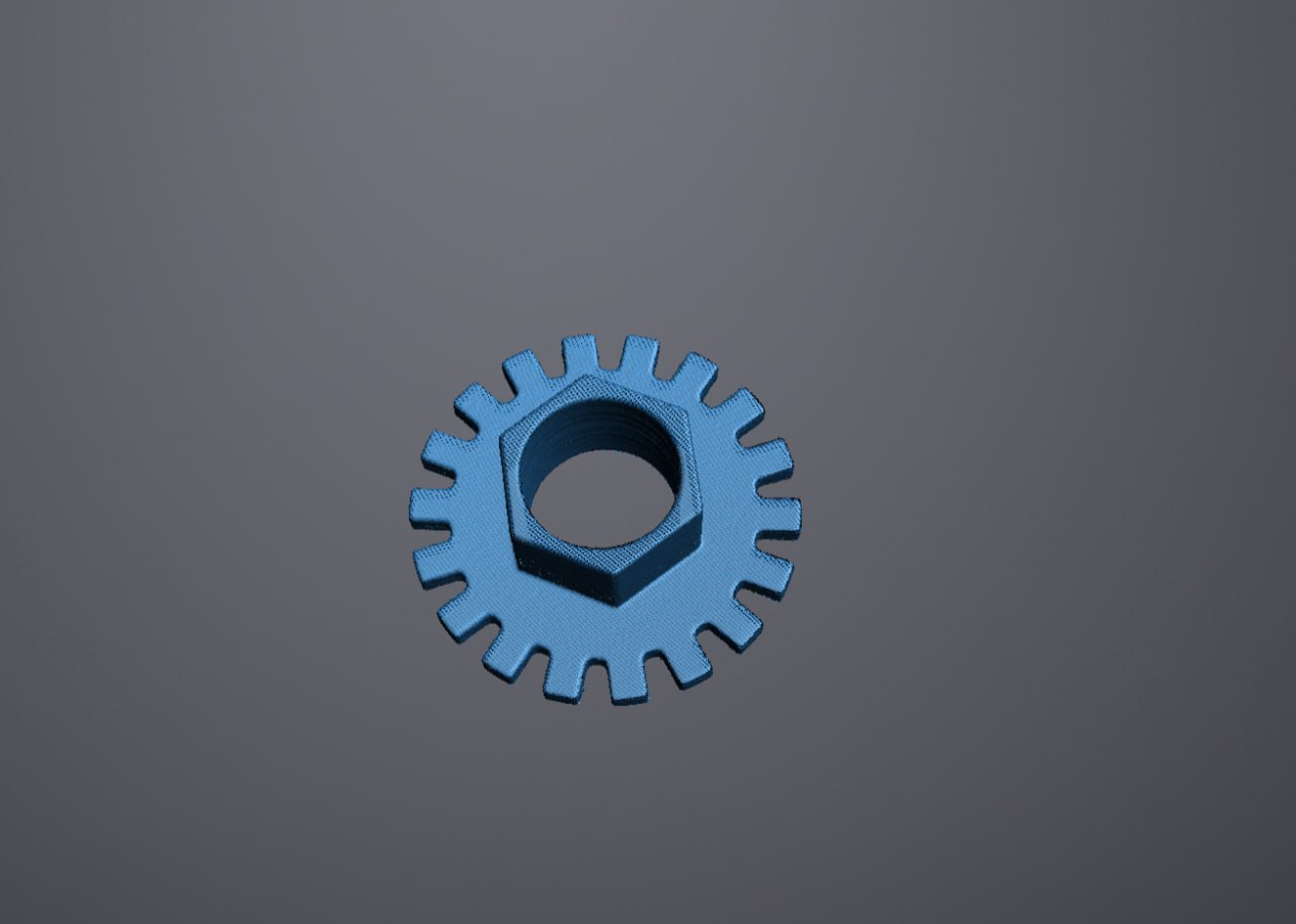 3D scan of a spur gear with hexagonal hub