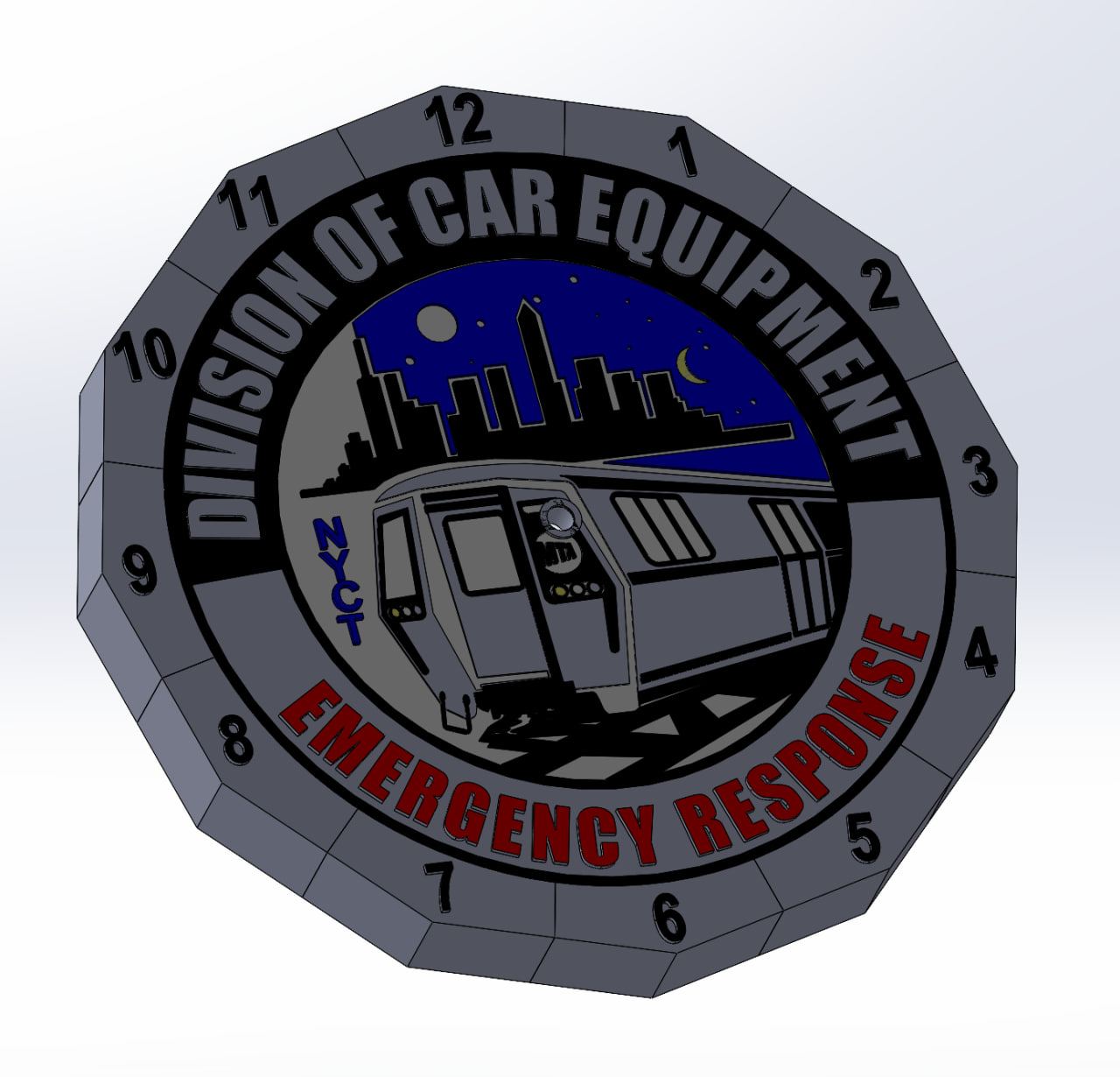 Multi-color custom 3D emblem for NYCT Division of Car Equipment